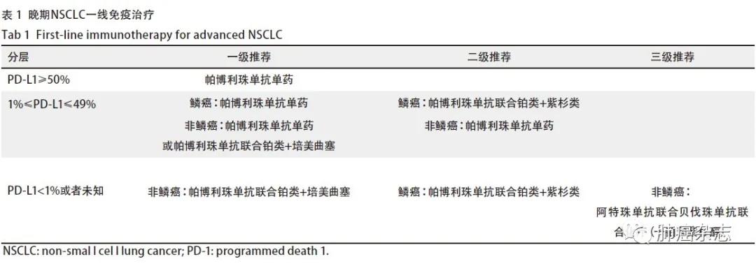 晚期NSCLC一线免疫治疗